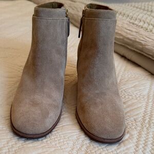 Tory Burch “Sofia” Beige Suede Ankle Boots